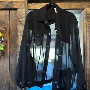 Wynne layers sheer button down top